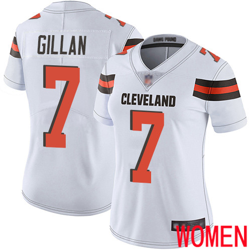 Cleveland Browns Jamie Gillan Women White Limited Jersey 7 NFL Football Road Vapor Untouchable